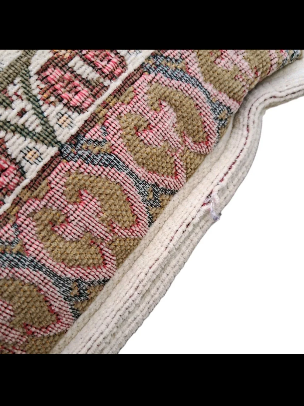 Embroidered Elephant Tapestry Pillow - Cream, Olive & Dusty Pink